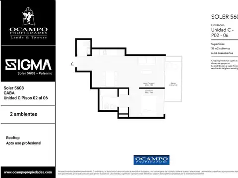 Departamento en Venta de 1 dormitorio