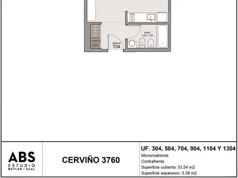Monoambiente en venta en Palermo Chico
