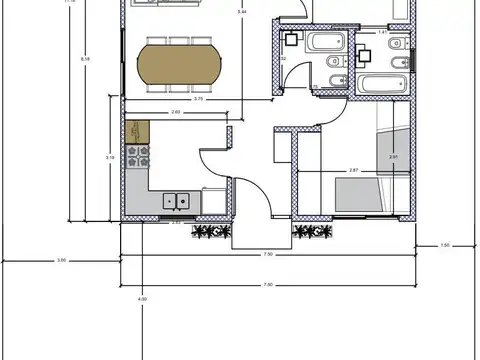 Casa 3 ambientes con 1 baño