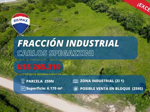 LOTE EN VENTA EN CARLOS SPEGAZZINI ZONA INDUSTRIAL