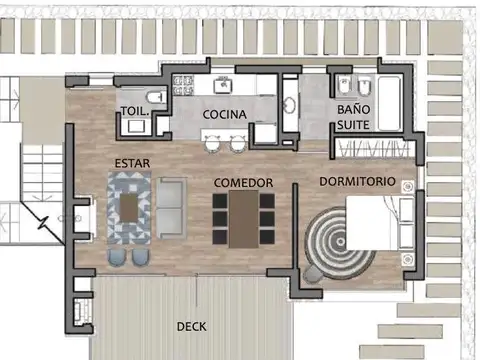 Departamento 2 ambientes con 1 baño