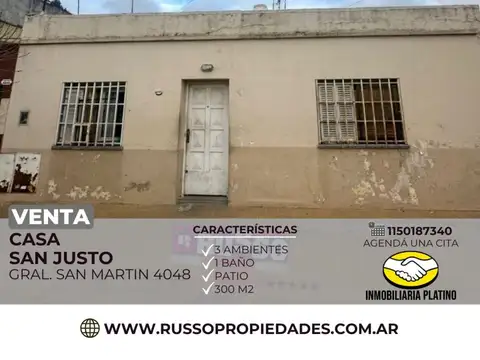 Venta casa  3 ambientes San Justo
