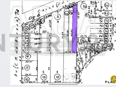 Terreno en Venta 102  mts Fondo