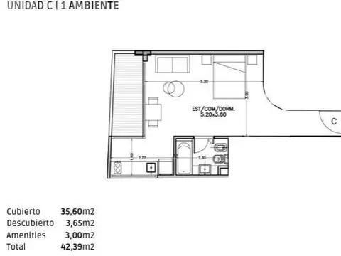 2 AMBIENTES / VENTA / PALERMO BARRIO NORTE FINANCIACION