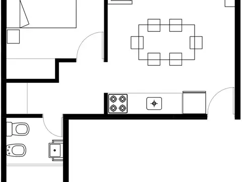 Departamento 2 ambientes con 1 baño