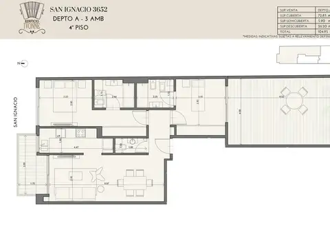 Departamento en Venta de 3 ambientes