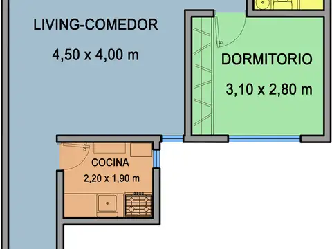 Departamento 2 ambientes con 1 baño