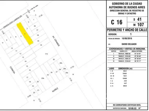 Terreno en Venta en Núñez, USD 900.000