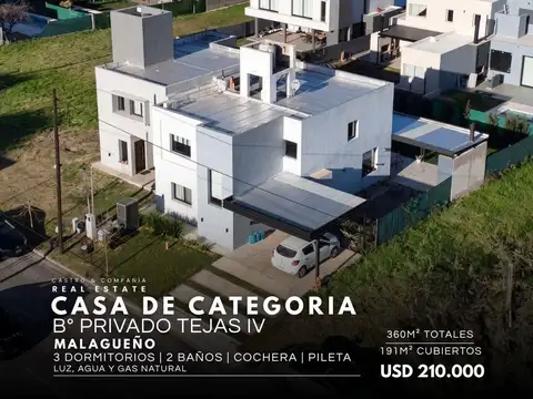 Venta Casa De Categoría De 3 Dormitorios Con Pileta En Tejas 4 – Malagueño