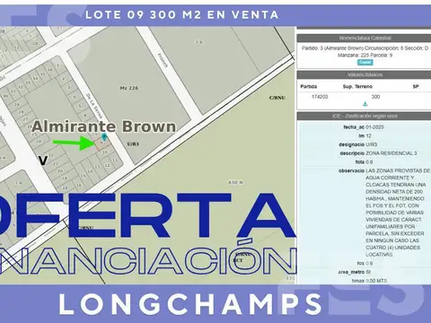 Terreno en Venta 15  mts Frente