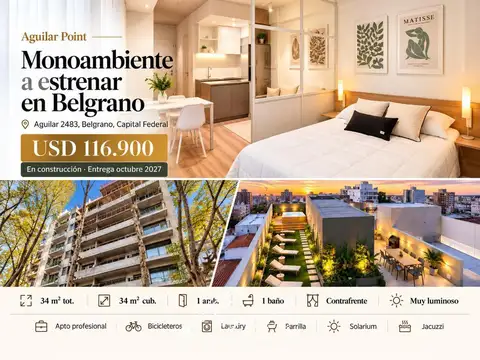 MONOAMBIENTE A ESTRENAR EN BELGRANO - PISO ALTO, AMENITIES PREMIUM Y FINANCIACIÓN