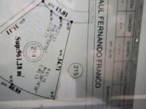 Terreno en Venta de 961,0 m2