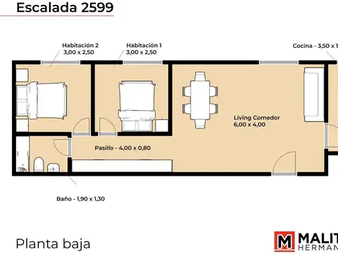 Departamento en Venta de 2 dormitorios
