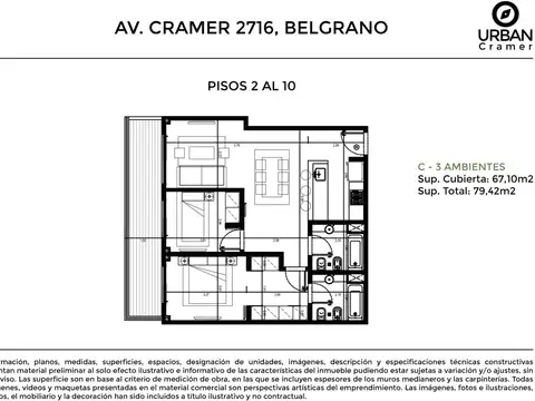 Departamento en Venta de 3 ambientes