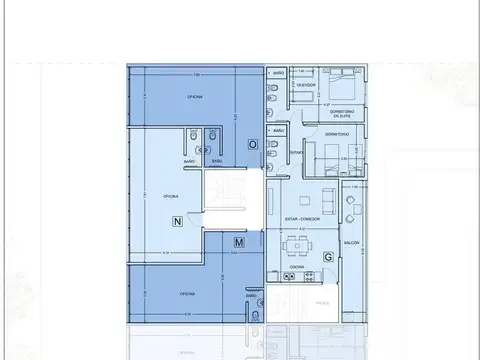 Oficina Monoambiente con 1 baño