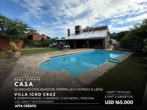 Venta Casa de 4 Dormitorios De Gran Parque Con Piscina En Icho Cruz