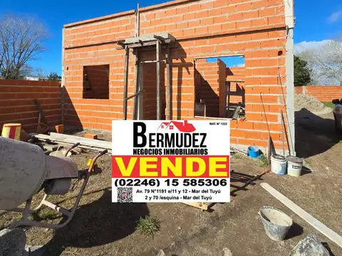 Venta Chalet 3 Ambientes Al Frente y Medio  Calle 84 Entre 8 Y 9 Mar Del Tuyu Anticipo Y Cuotas 