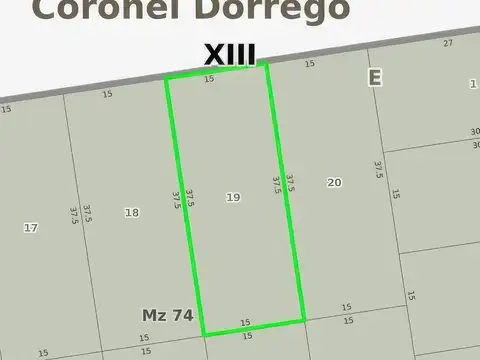 Terreno en Venta 15  mts Frente