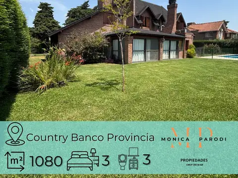 Casa en venta en Country Banco Provincia sobre lote de 1080 m²