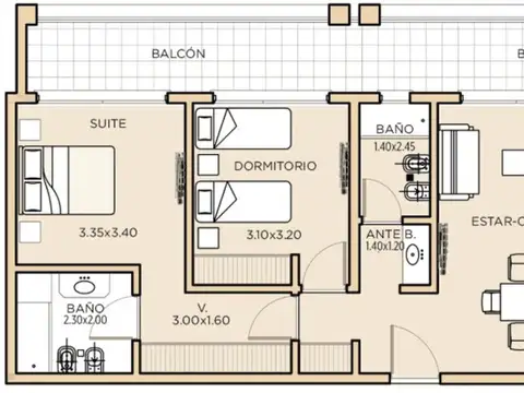 Departamento en Venta con 1 cocheras