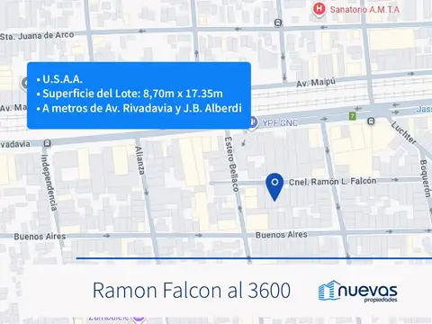 Terreno en Floresta - USAA - PB   7 pisos   2 retiros -150mts Av. Rivadavia