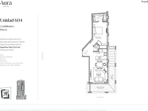Venta departamento 4 ambientes en Olivos muy luminoso