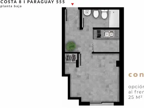 Departamento Monoambiente con 1 baño