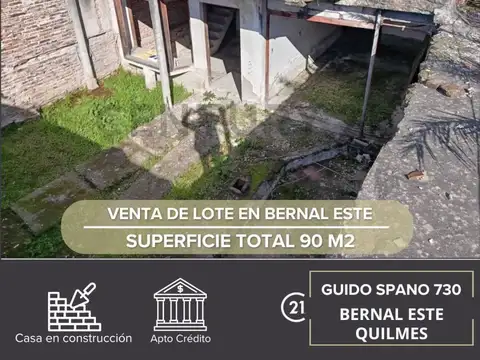 VENTA DE LOTE 90 M2 BERNAL ESTE