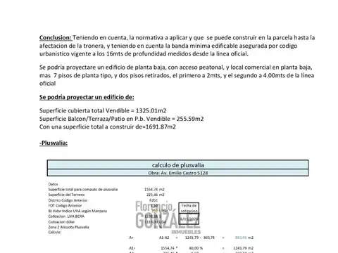 Terreno en Venta en Mataderos, USD 250.000