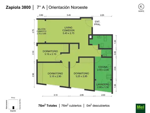 Zapiola 3800, Piso 7
