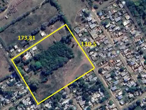 Terreno en Venta 173  mts Fondo