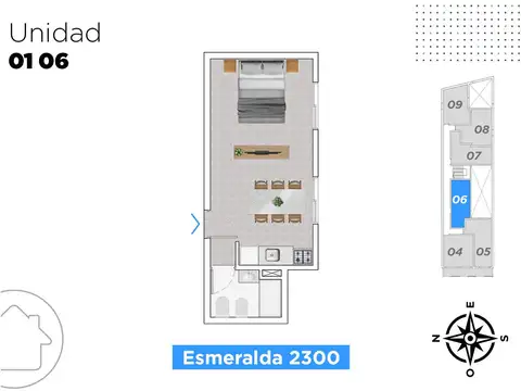 Departamento Monoambiente con 1 baño