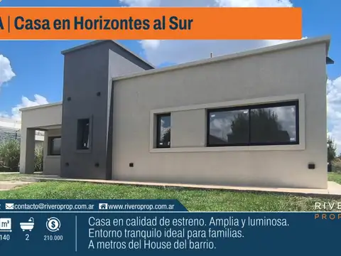 Venta Casa - 2 Habitaciones - A estrenar - Horizontes al Sur