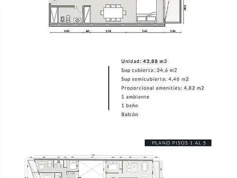 Venta Monoambiente  44 Metros , Financiación Directa Anticipo y 48 Cuotas Fijas. 1 PISO.