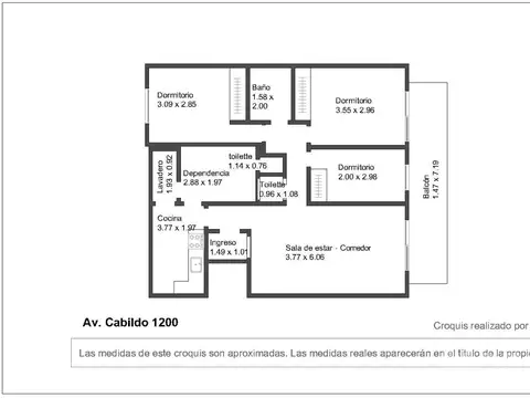 Departamento 4 ambientes con 1 baño