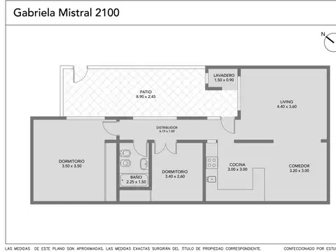 Depto Tipo Casa 3 ambientes con 1 baño