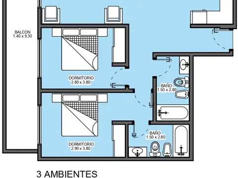 Departamento en Venta de 3 ambientes