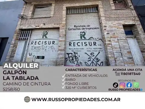 Alquiler galpon 320 m² cubiertos Tablada