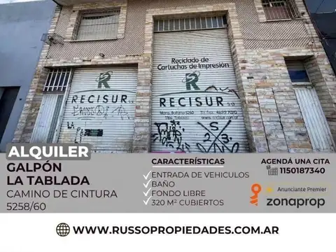 Alquiler galpon 320 m² cubiertos Tablada