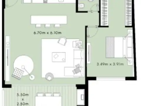 Departamento en Venta con 1 cocheras