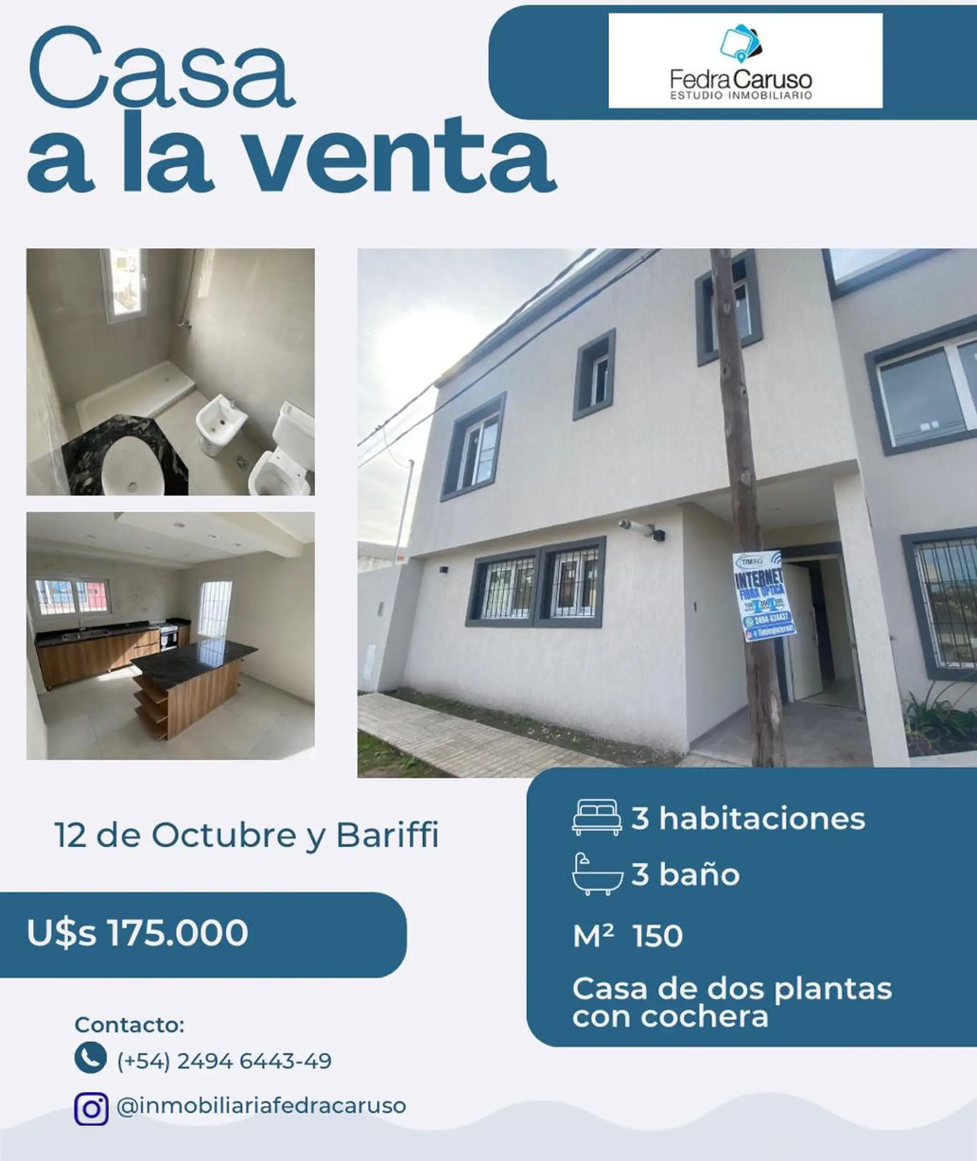 Casa 3 dorm, 150 m² cubiertos en 2 plantas — patio y entrada vehicular (12 de Octubre)