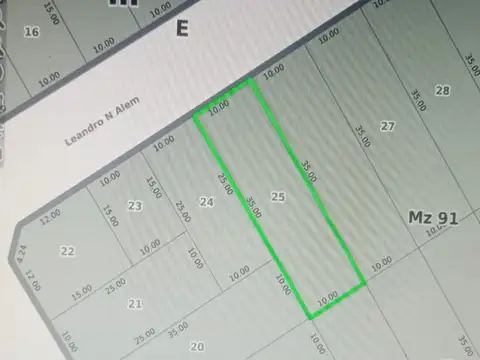 Terreno en Venta 35  mts Fondo