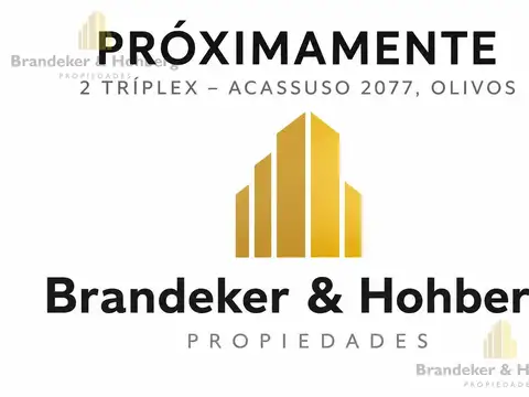 TRÍPLEX DE CATEGORÍA EN CONSTRUCCIÓN, OLIVOS – 3 DORMITORIOS + PLAYROOM – JARDÍN – COCHERA