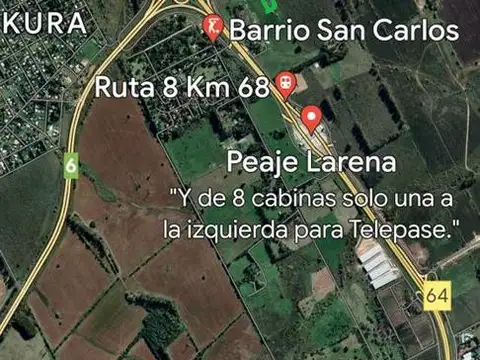Venta Terreno en Pilar Cruce Ruta Nº 6 Y Ruta Nº 8 10