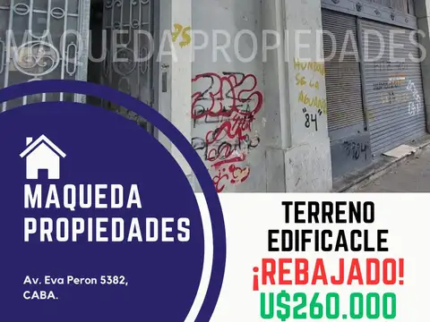 TERRENO EDIFICABLE 1155M2 VENDIBLES Y 6 COCHERAS ¡OPORTUNIDAD!
